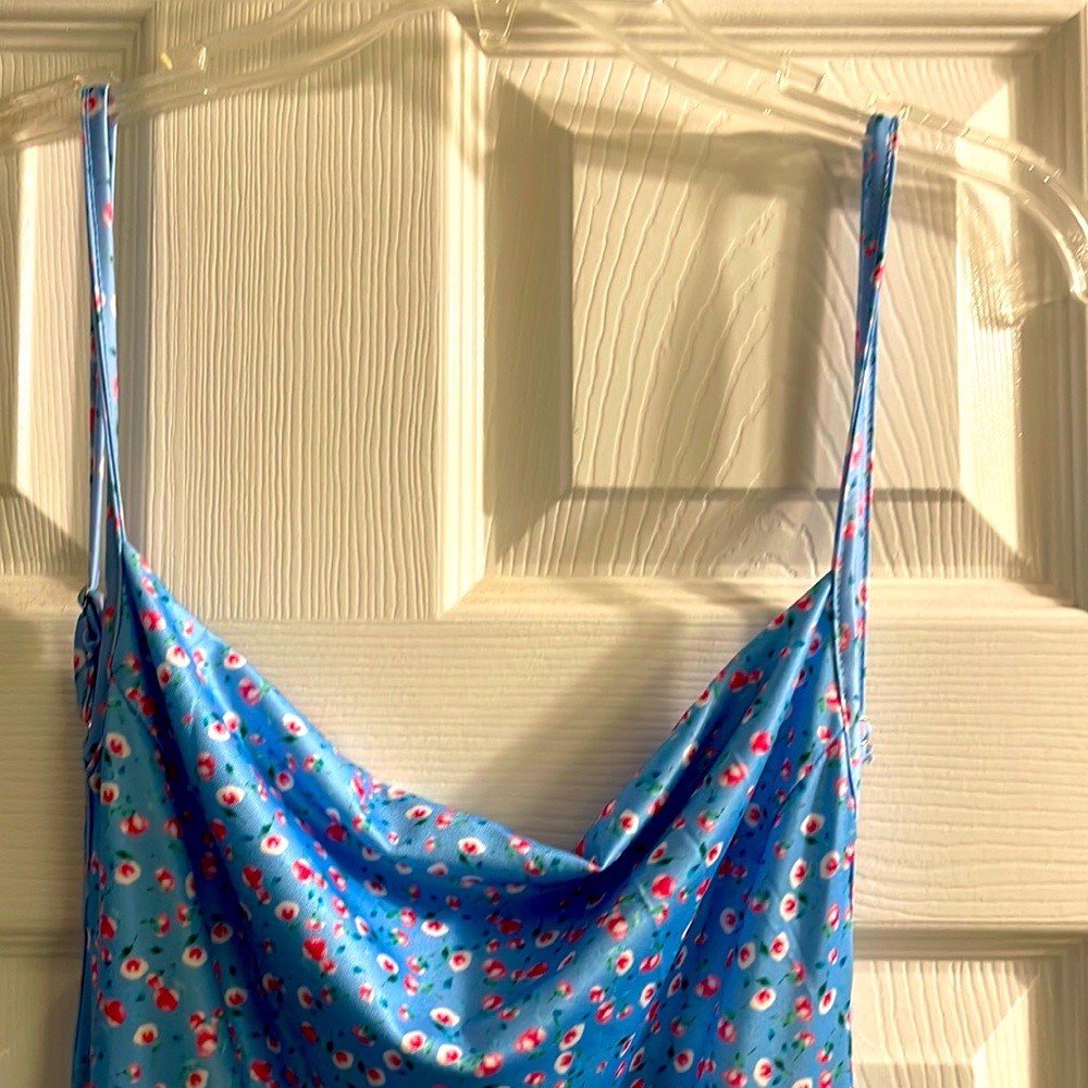 Backless, baby blue dress with adjustable straps (Never Worn)